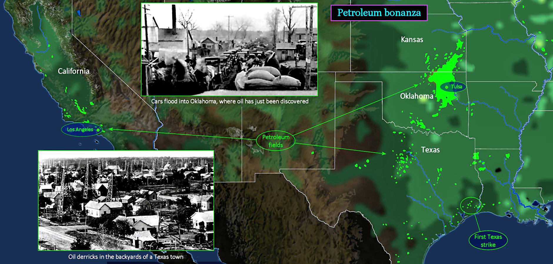 Tulsa, and Oklahoma oil, 1920s map